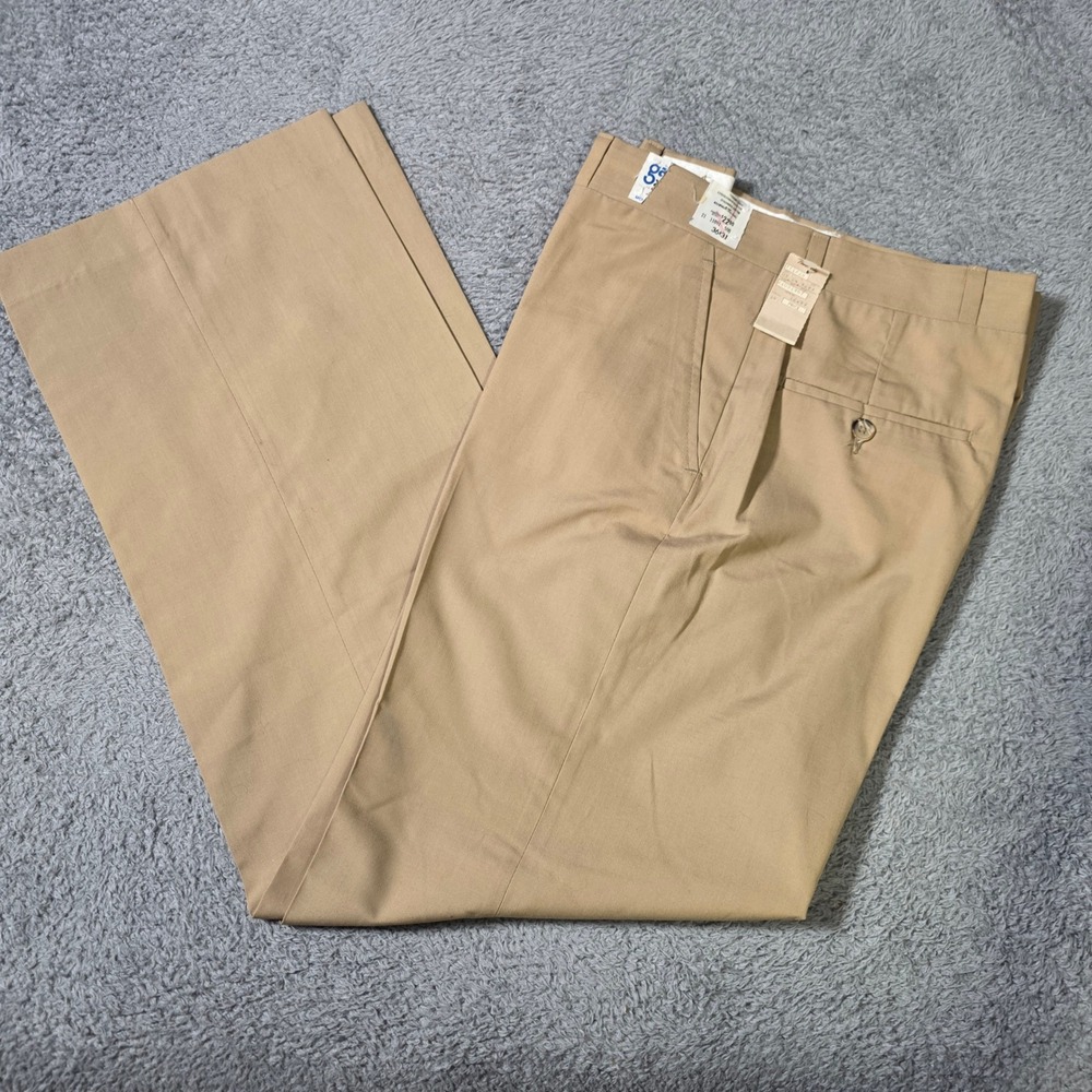Mens 36x31 Trousers Tan Vintage Deadstock Klopman Dacron Cotton Slacks‎